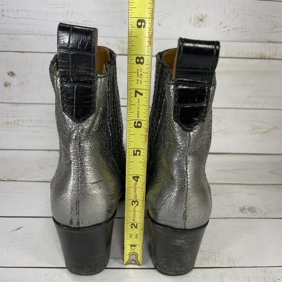Ganni Western Colorblock Leather Ankle Boots Womens Size 37 US Size 6 Italy