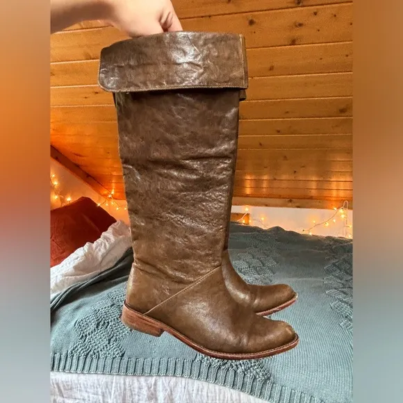 GEE WAWA Anthropologie Distressed Leather Ellie Knee High Boots