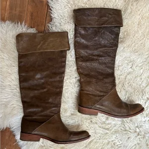 GEE WAWA Anthropologie Distressed Leather Ellie Knee High Boots