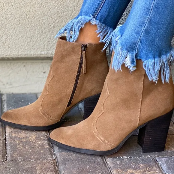 Genuine Leather Distressed Burnished Ankle Boots
