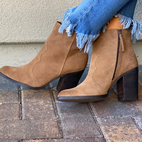 Genuine Leather Distressed Burnished Ankle Boots