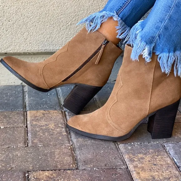 Genuine Leather Distressed Burnished Ankle Boots