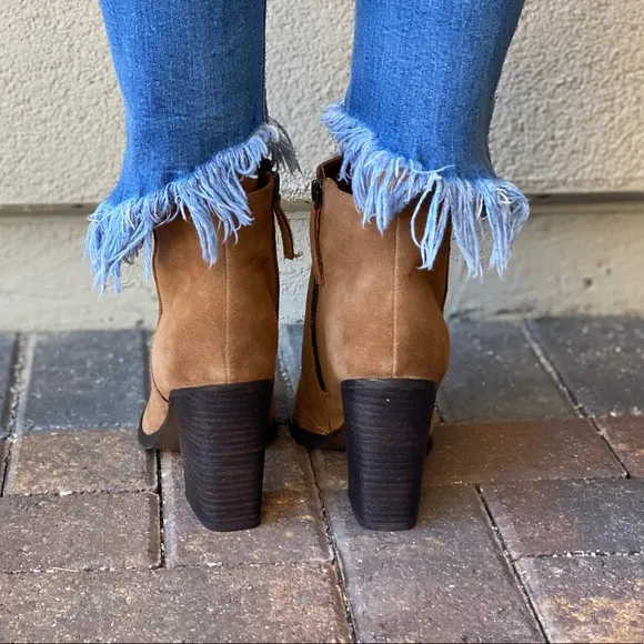Genuine Leather Distressed Burnished Ankle Boots