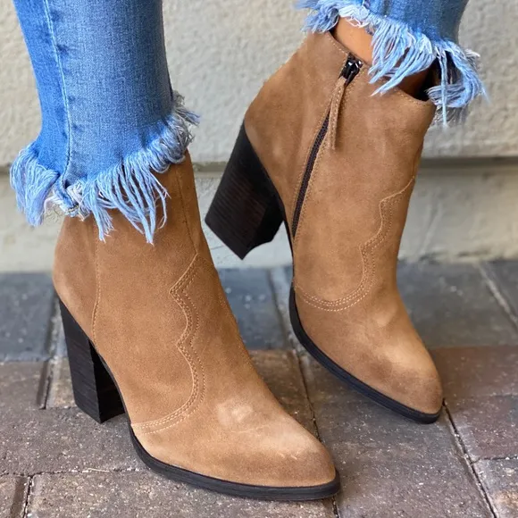 Genuine Leather Distressed Burnished Ankle Boots