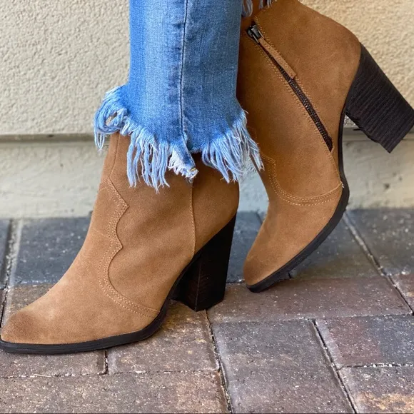 Genuine Leather Distressed Burnished Ankle Boots