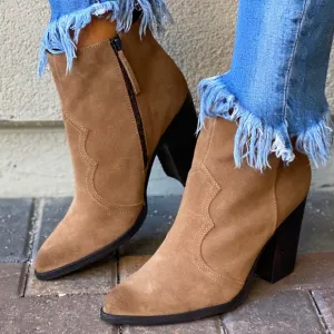 Genuine Leather Distressed Burnished Ankle Boots