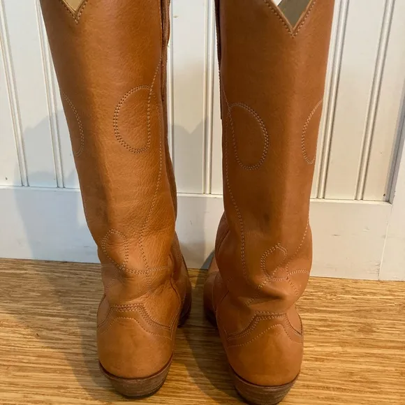 Genuine Leather Light Brown Cowboy Western Boots Size 7