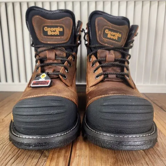 Georgia Boot GB00284 6&quot; Rumbler Mens 9 Wide Brown Waterproof Comp Toe Work Boots