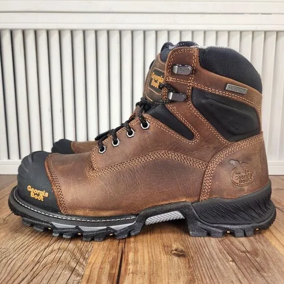 Georgia Boot GB00284 6&quot; Rumbler Mens 9 Wide Brown Waterproof Comp Toe Work Boots