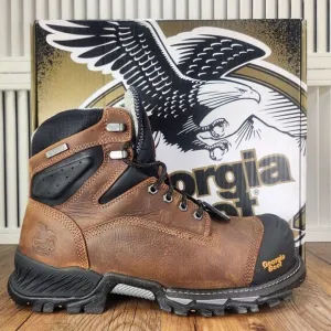 Georgia Boot GB00284 6&quot; Rumbler Mens 9 Wide Brown Waterproof Comp Toe Work Boots