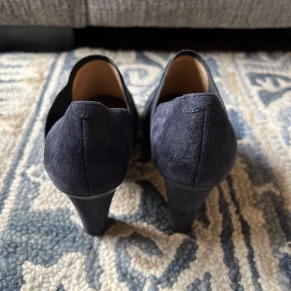 Geox Respira D Inspiration Heeled Ankle Boots Size 36 US Size 6 Blue Suede