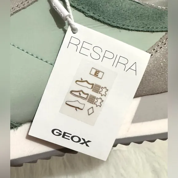 Geox Respira Ladies Doralea Sneaker Waterproof Mint Green Size EUR 38 US 8 NWT