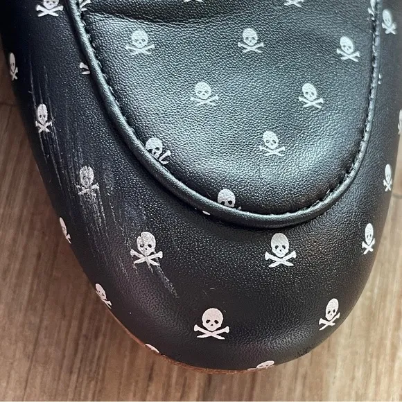 G/Fore Womens Killer Skull &amp; Ts Mules Street Shoes Leather Onyx black wh…