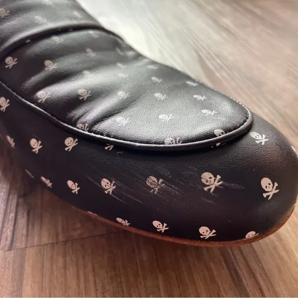 G/Fore Womens Killer Skull &amp; Ts Mules Street Shoes Leather Onyx black wh…