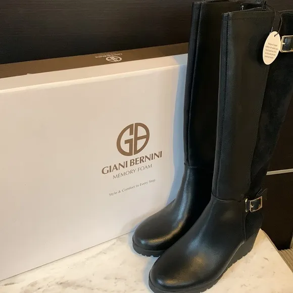 Giani Bernini Black Sannaa Wedge Boots