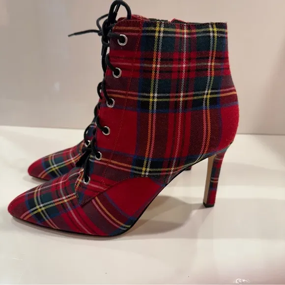 Gianni Bini Red Plaid Ankle Booties