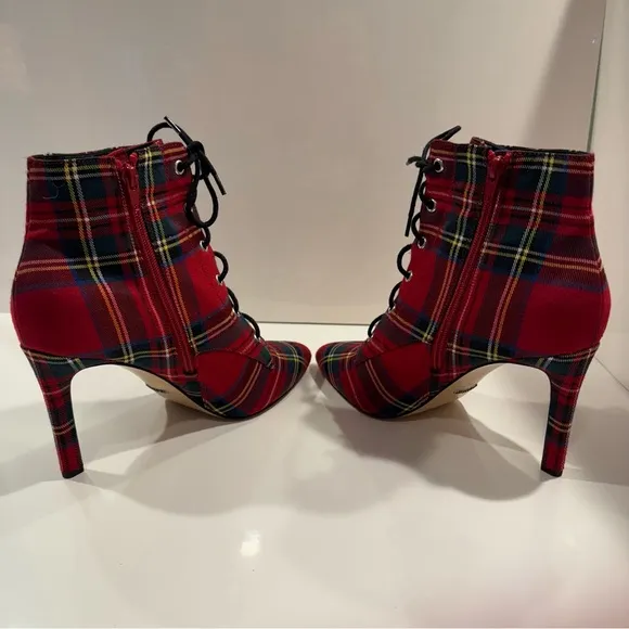Gianni Bini Red Plaid Ankle Booties