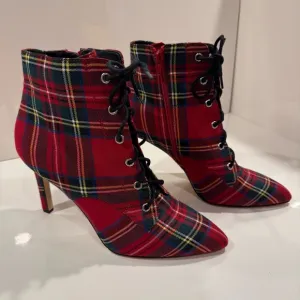 Gianni Bini Red Plaid Ankle Booties