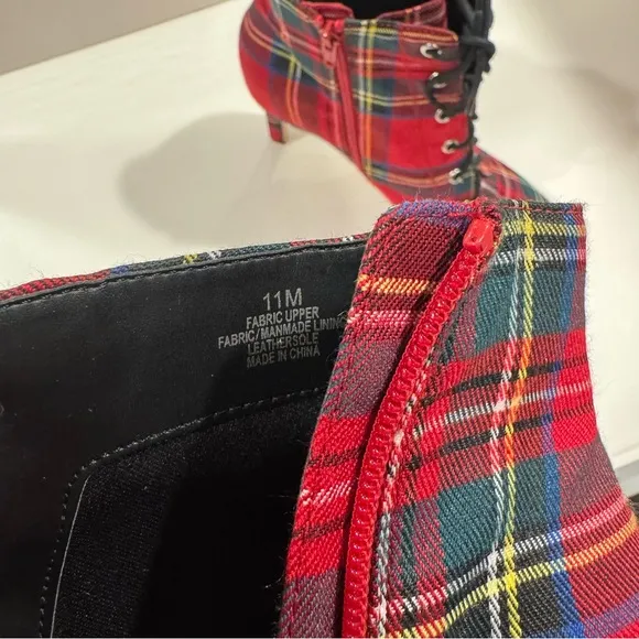 Gianni Bini Red Plaid Ankle Booties