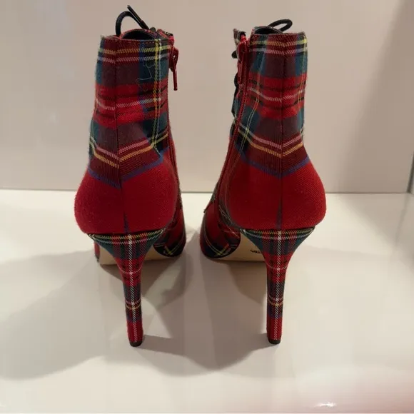 Gianni Bini Red Plaid Ankle Booties