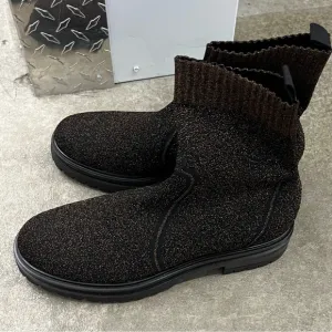 Gianvito Rossi Black and Brown Minimalist Knit Boots