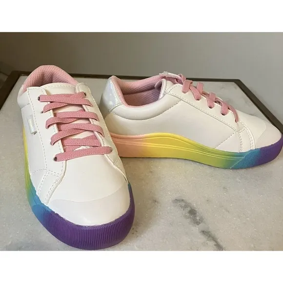 Girl's Sneakers 13 Dr. Scholl's Time Off Tennis Shoes White,Rainbow.