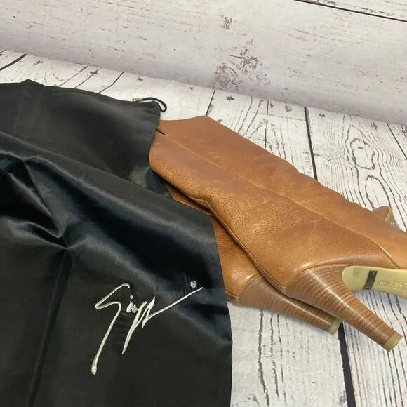 Giuseppe Zanotti‎ Boots Womens 8US 38.5EU Brown Leather Tall Riding Boot