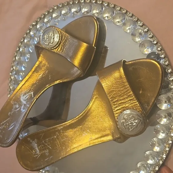 Gold GUCCI Slide Sandals