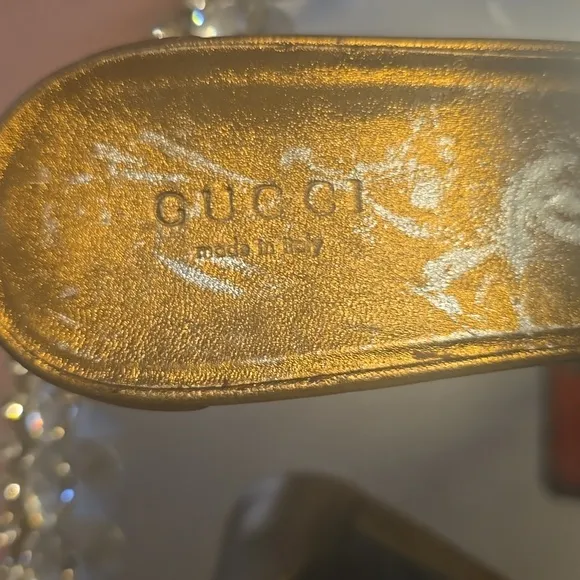 Gold GUCCI Slide Sandals