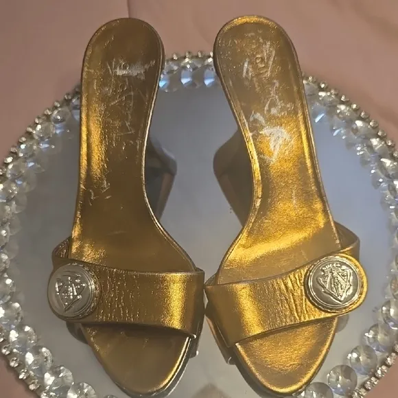 Gold GUCCI Slide Sandals