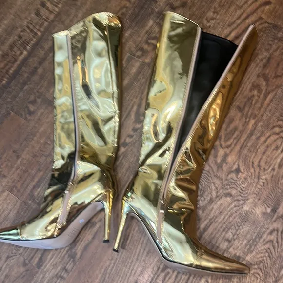 Gold Stilleto Boots