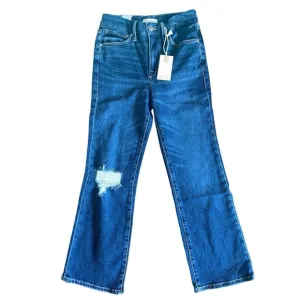GOOD AMERICAN Good Legs Ripped Cropped Mini Boot Jeans in Indigo Size 2/26