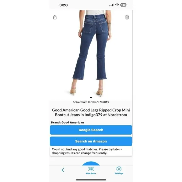 GOOD AMERICAN Good Legs Ripped Cropped Mini Boot Jeans in Indigo Size 2/26