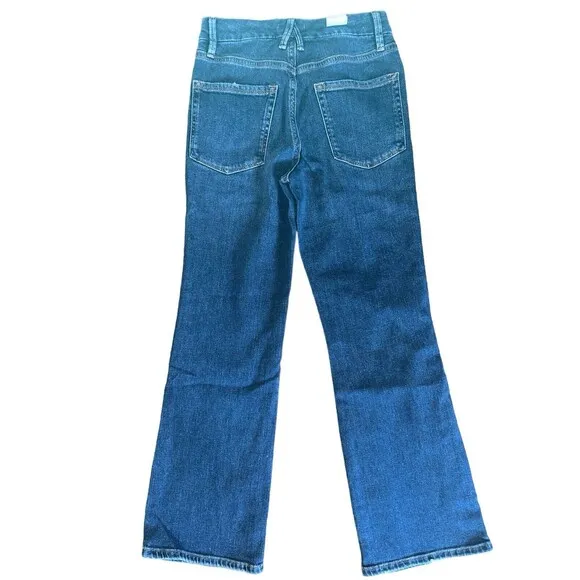 GOOD AMERICAN Good Legs Ripped Cropped Mini Boot Jeans in Indigo Size 2/26