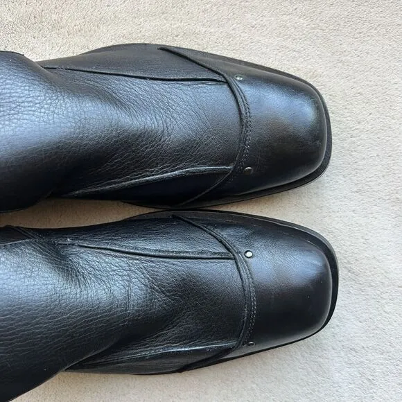 Gordon Rush Black Leather Slip On Loafer Shoes with Studs Men’s US 11 7142