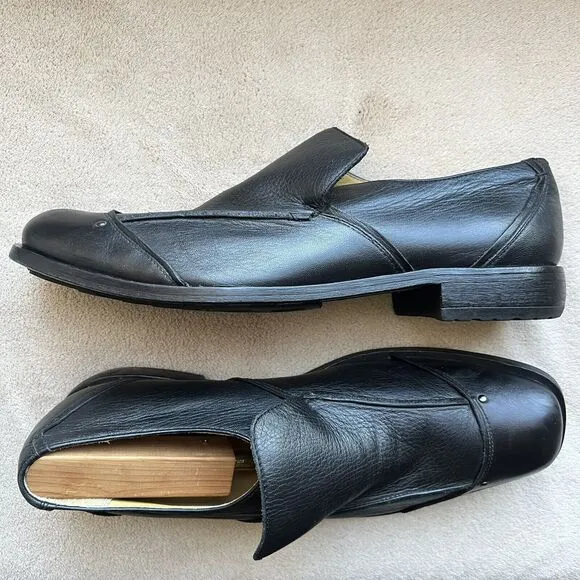 Gordon Rush Black Leather Slip On Loafer Shoes with Studs Men’s US 11 7142
