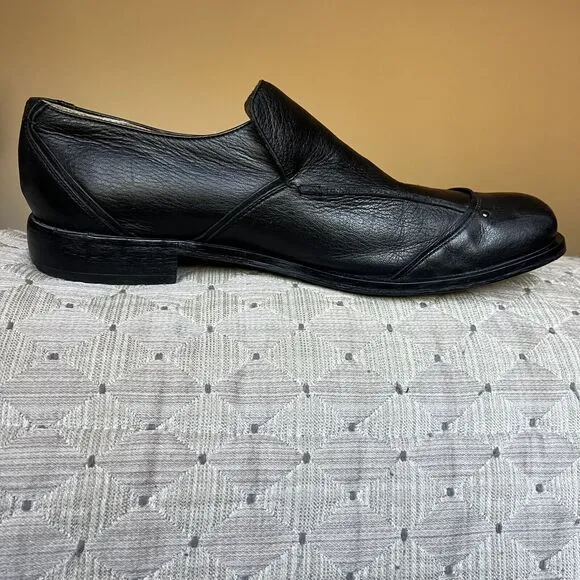 Gordon Rush Black Leather Slip On Loafer Shoes with Studs Men’s US 11 7142