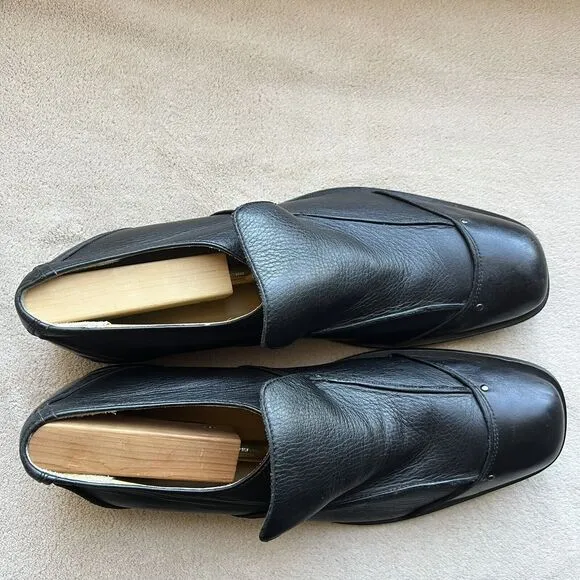 Gordon Rush Black Leather Slip On Loafer Shoes with Studs Men’s US 11 7142