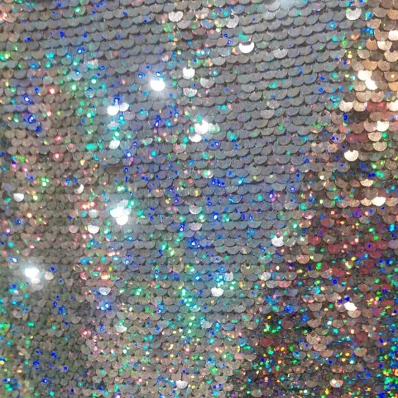 💋GORGEOUS!💋Retro 80's Sleeve Iridescent Sequin Bow Back Mini Dress