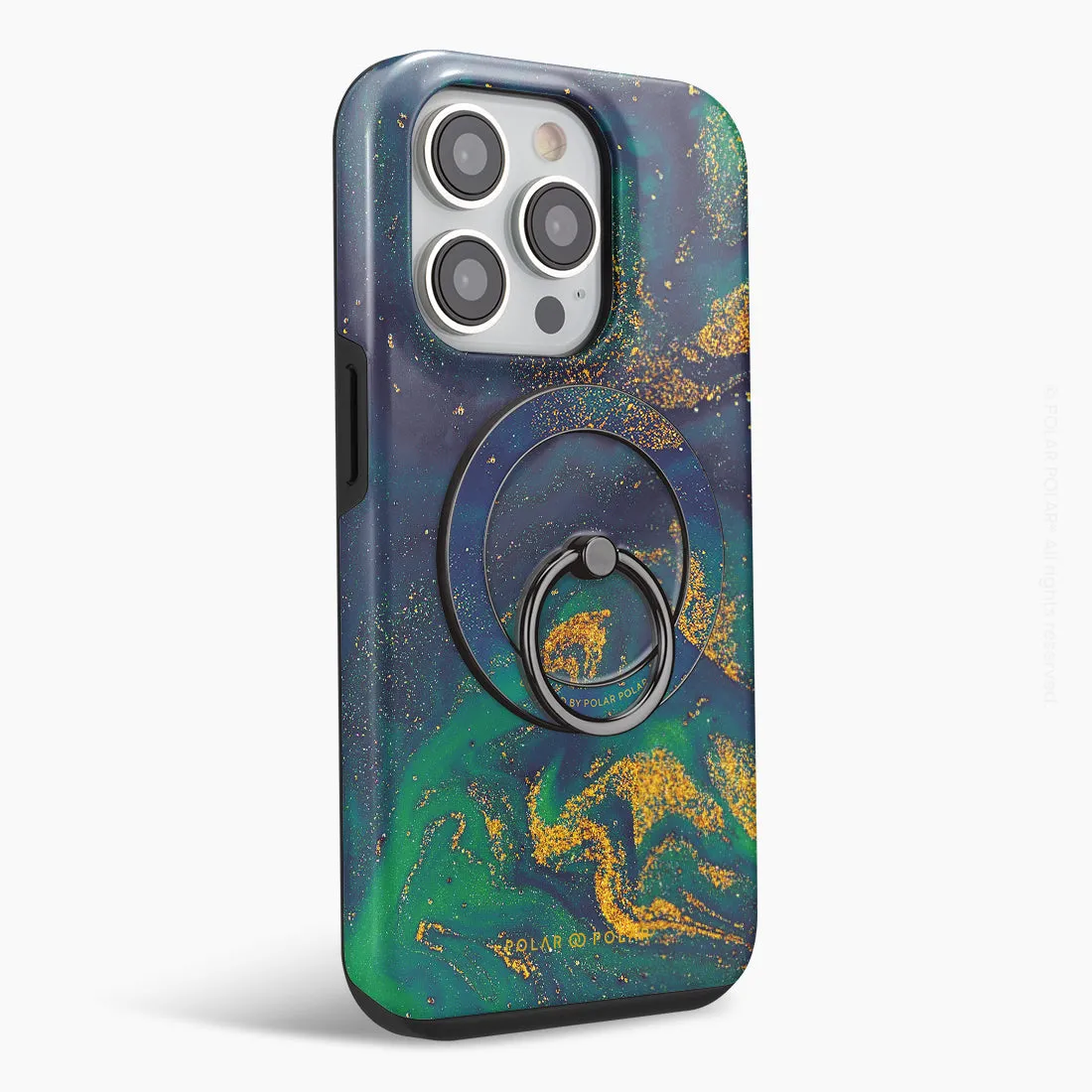 Green Night Quicksand - Black MagSafe Phone Grip and Ring Holder Stand