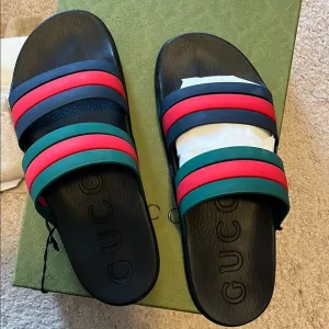 Gucci  Mens Striped Slide Sandals size uk size10 = us11