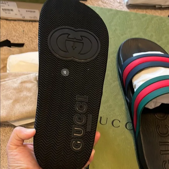 Gucci  Mens Striped Slide Sandals size uk size10 = us11