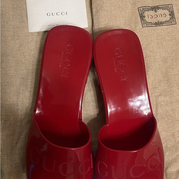 Gucci Red Slide Sandals