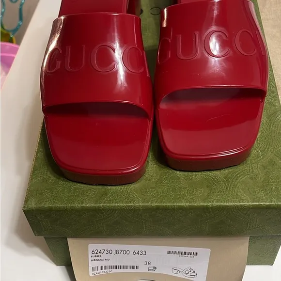 Gucci Red Slide Sandals