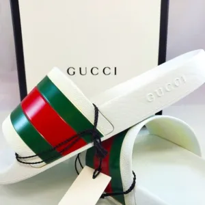 Gucci White Slide Sandals New