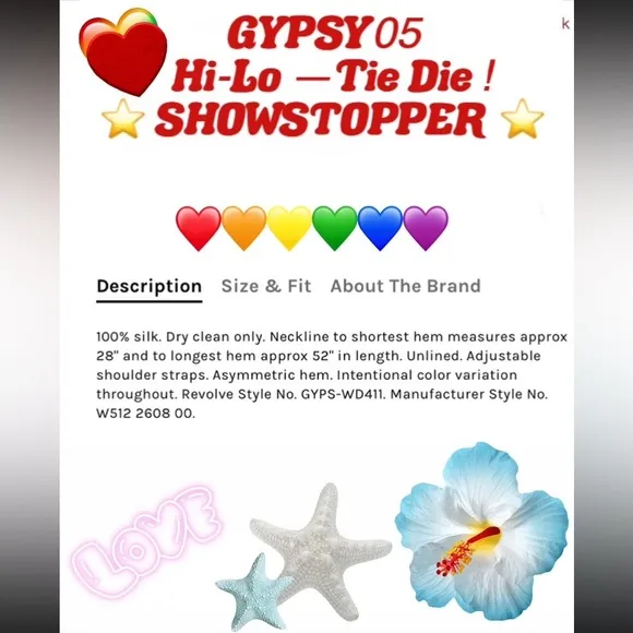 GYPSY 05 ⭐️Super cute Tie-Dye, Summer ready🌸 Hi-Lo Dress XS⛱️ GORGEOUS &amp; FUN ☀️