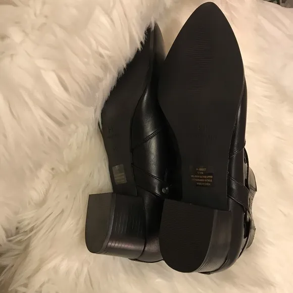 H Halston black 100% vegan leather ankle boots