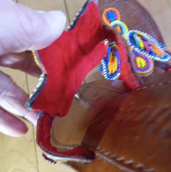 Handcrafted African Vibrant Blue and Yellow Beaded Flip-Flop sandals