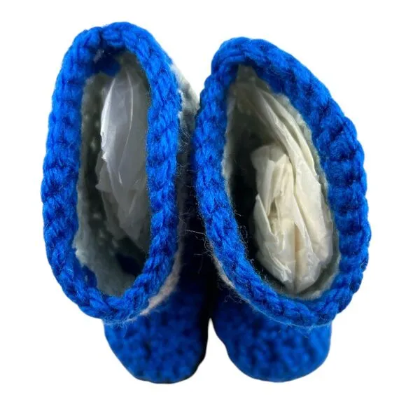 Handmade Crocheted Dallas Cowboys Gray Blue Star Cowboy Boots Baby Booties NEW