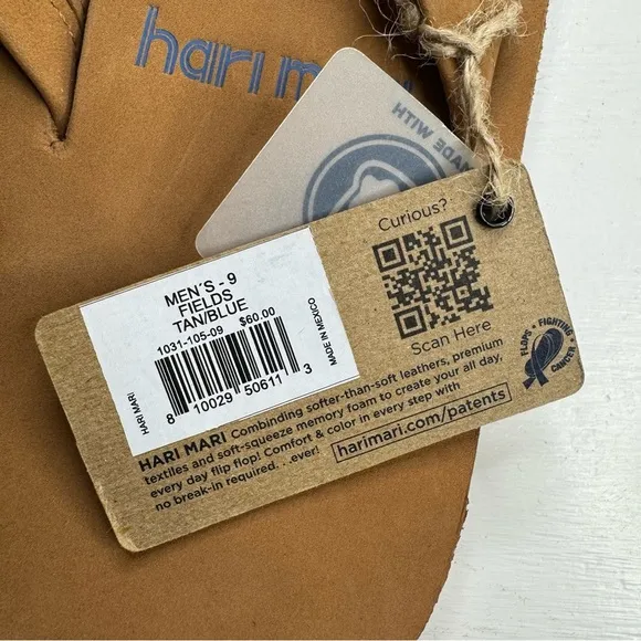 Hari Mari Fields Tan/Blue Flip Flops Shoe NWT Size:9